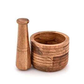 Kaizen Casa Mortar & Pestles Acacia Wood | Grinder for Herbs, Spices and Kitchen Usage, Kitchen Essentials Usage Mortar Size (Inches): 5" x 5" x 4" & Pestel Size (Inches): 6.5"