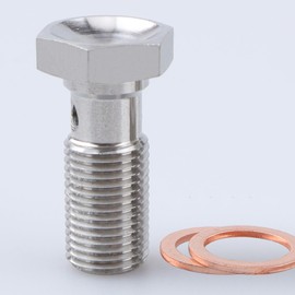 AC PERFORMANCE Banjo Bolt M10 x 1.0 (24mm UHL) Stainless Steel with Copper Washers