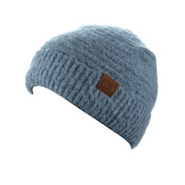 C.C Gorro unisex de color sólido cálido con diseño de calavera, Azul (Denim), Talla única