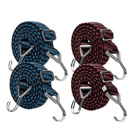 4 Pcs Heavy Duty Bungee Cords with Hooks - 3cm Wide x 1m Elastic Straps for Car Roof Rack, Bicycle, Luggage, Tarp, Camping Tent Fixings & Outdoor Gear Securing