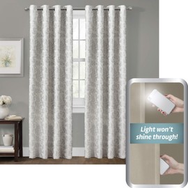 Zenna Home 100% Blackout Window Curtain, Everly Room Darkening, Easy to Install with Grommet Top (1 Panel), 50 inches x 84 inches, Silver