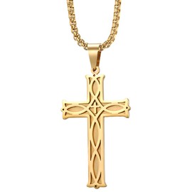 Rehoboth Men's Irish Celtic Knot Cross Pendant Necklace for Womens Mens Stainless Steel 24 Inch Chain