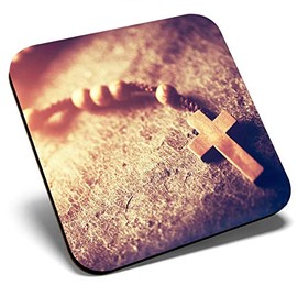 Great Single Coaster Square - Christian Religion Catholic Faith Cross |Glossy Quality Coasters | Tabletop Protection for Any Table Type #44594
