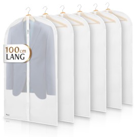 Bruce.® 6 x Garment Bags, Short, Transparent, 100 x 60 cm, High-Quality Garment Cover for Coats, Jackets, Dresses and Suit, Breathable Suit Bag, Travel Bag, Clothes Covers, Transparent PEVA