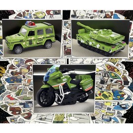 3Pcs Kid Friction Power Camouflage Military Tank Truck Motorbike Vehicle Toy Car