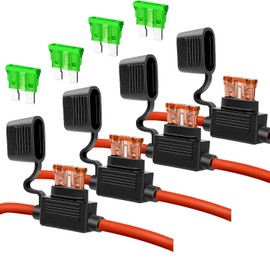 Gebildet Pack of 4 32 V Waterproof Fuse Holders, 12 AWG, ATO Blade-Type Inline Fuse Holder with Cap, Standard Socket with Medium Blade-Type Fuse, 4 x 30 A, 4 x 40 A