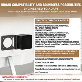 VESA Mount Adapter Plate for Intel NUC & Mac mini M4,VESA Monitor Arm Extension Plate for NUC Mini PC Computer,Fits 75x75mm and 100x100mm VESA Monitor Arm,Securely Mount Small Computers Behind Display