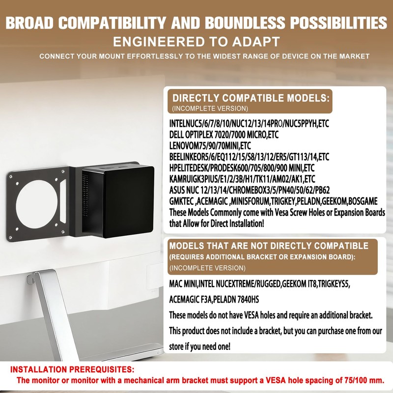 VESA Mount Adapter Plate for Intel NUC & Mac mini
