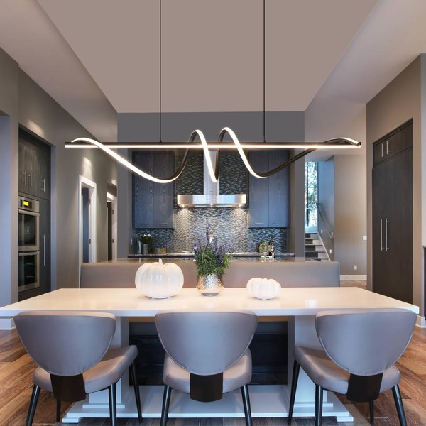 Dnshjue Modern Chandelier, Anti-Glare LED Chandelier L47.2’’Pendant Light with Remote