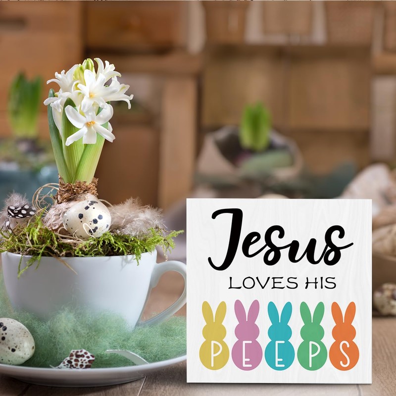 Rustic Easter Office Desk Decor - Cute Jusus Loves His