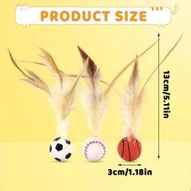 SAIIURV 9 Pieces Cat Bouncy Ball With Feather Cat Toys Balls Feather Toy for Indoor and Outdoor Play Interaction Dog Pet Gift Entertainment Bouncy (9 pcs)