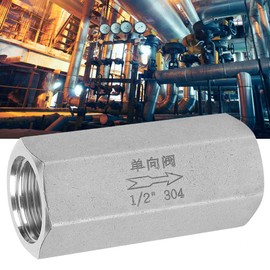 Yuecoom One-Way Valve, Air Check Valve, Stainless Steel Hex BSPP Female Thread One Way Air Check Valve Solid Stainless Steel Air Check Valve for Water Pipe Connection(1/2inch)