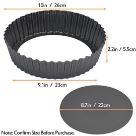 Kazozobi 2 Pack Nonstick Tart Pan, Quiche Pan, Carbon Steel Deep-dish Pie Pan with Removable Loose Bottom (10 In)