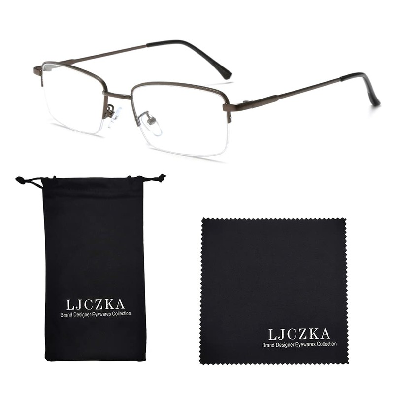 LJCZKA Blue Light Filter Glasses Half Frame Rectangular Men Glasses