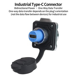 CNLINKO LP-16 Type-C Port Waterproof Connector IP67 4-Hole Metal Panel Mount Receptacles Socket with Sealing Cover