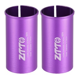 A ABSOPRO Seatpost Shim Adapter Durable 30.9mm 1.22" ID 31.6mm 1.24" OD Bike Seatpost Tube Reducing Sleeve Bushing Aluminum Alloy Purple (Set of 2)