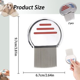 2 PCS Lice Comb,Flea Comb Lice Comb For Kids Stainless Steel Hair Dandruff Comb Effectively Get Rid Of Hair Lice And Nits Best Results For Infection And Re-Infection In Kids & Adults