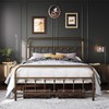 Topeakmart Queen Size Victorian Style Metal Bed Frame with Headboard/Mattress