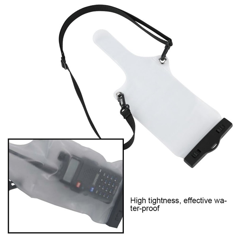 Universal Walkie Talkie Transparent Waterproof Rainproof Bag Clip Lanyard Protective