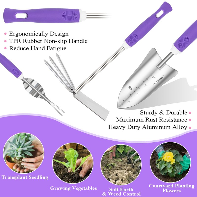 HLWDFLZ Purple Garden Tool Set Gardening Items for Women -