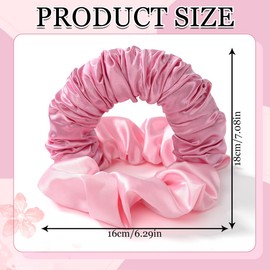 Heatless Curls Satin Scrunchies, 1 Piece, Soft Sleep Bands for Hair, for Women and Girls, Hair Curler Overnight for Medium and Long Hair (Pink)