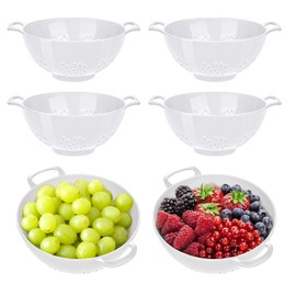 4 Pack Small Colander for Kitchen White Mini Plastic Strainer Dish Safe for Veggies Berry Fruits Food 7.87 x 7.87 x2.83 Inch Dishwasher Safe