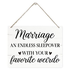FMBOD Rustic Wooden Marriage Definition Sign - Humorous Quote, 15*11.4 Inches, MDF, Hanging, Perfect for Bedroom Decor