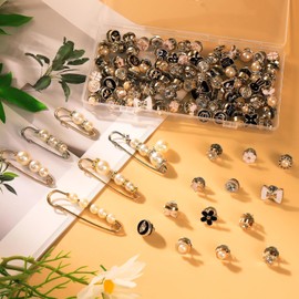 AsheShade 51PCS Shoe Charms for Sneakers Socks, Pearl Shoe Lace Charms Brooch Pins Buttons, Socks Charms, Stylish Shoe Pins for Women Sneakers Socks Shoelaces Clothes, Hats Decoration