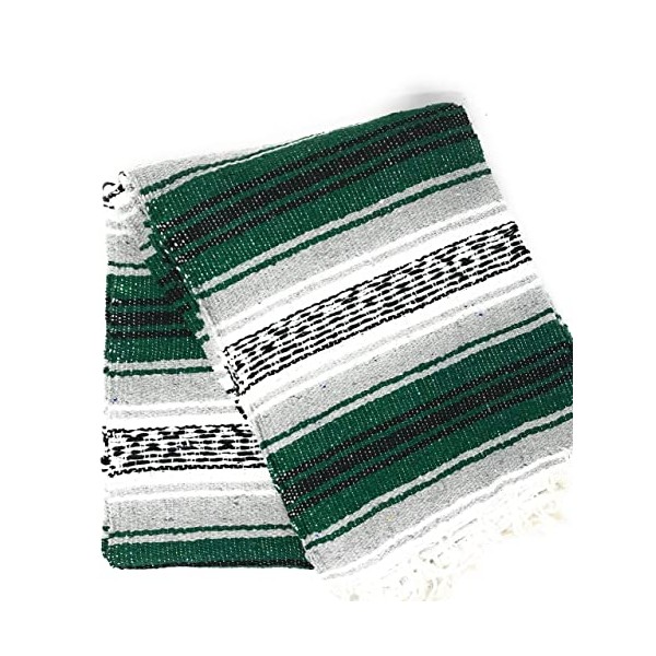 Mexitems Mexican Falsa Blanket Authentic 52" X 72" Pick Your Own Color (Grey/Forest Green/Black)