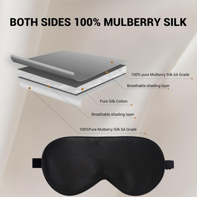 LaCourse 100% Grade 6A Mulberry Silk Sleep Eye Mask for