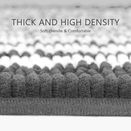 Tindbea Starryle Bathroom Rugs Set 2 Piece, Extra Soft and Absorbent Fluffy Striped Chenille Bath Mat Rug Set, Non Slip Bathroom Floor Mat, Machine Washable (20" x 32" Plus 20" x 32", Dark Gray) 1