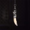 yigedan Mens Vintage Silver Wolf Tooth Pendant Necklace 62mm