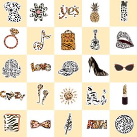 Leopard Print Theme Aesthetic Stickers，50PCS Waterproof Stickers，for Bumper,Skateboard,WaterBottles,Computer,Phone,Cartoon Anime Stickers for Kids Teens Adult (Leopard Print)