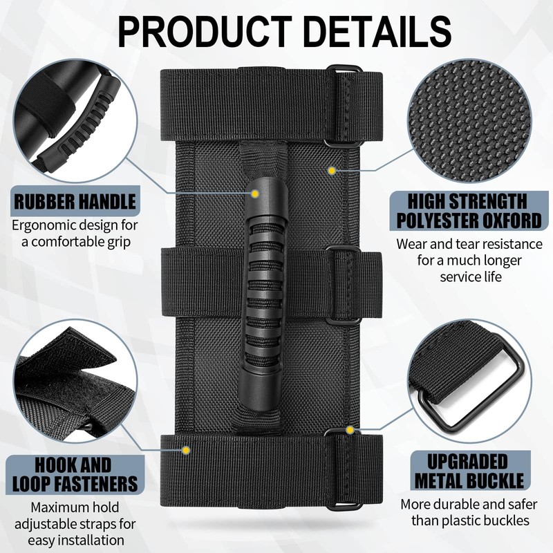 Grab Handle Set for Jeep Wrangler Roll Bars (2 Pack)