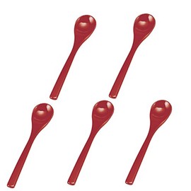 Wakaizumi Lacquerware 1-772-14 Kappo Lacquerware Vermilled Rice Bowl Steamed Spoons, Set of 5