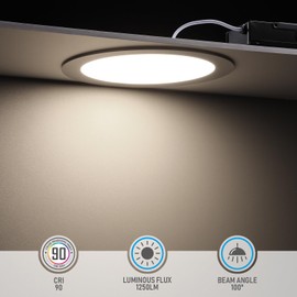 TORCHSTAR E-Lite Series 8 Inch Slim Recessed Lighting with J-Box, 18W Ultra-Thin LED Recessed Light, Dimmable Canless Downlight, ETL&ES Listed, CRI90, 4000K Cool White, Satin Nickel, Pack of 6