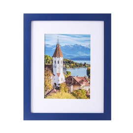 PSLXZXK 8x10 Picture Frame Made of Solid Wood Photo Frame with Shatter Resistant Plexiglass, Display Pictures 5x7 with Mat or 8 x 10 Without Mat For Tabletop Display or Wall Mount, Dark Blue 1 Pack
