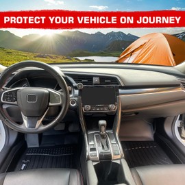 IKON MOTORSPORTS 3D TPE Floor Mats, Compatible with 2023-2025 Mitsubishi Outlander PHEV, All Weather Waterproof Anti-Slip Floor Liners, Front & 2nd Row Set Car Interior Accessories, Black