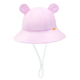SEYUFN Baby Sun Hat Girls UV Protection 50 Hat Children Boys Summer Bear Ear Hat Toddler Unisex Adjustable Ties Fishing Hat, pink