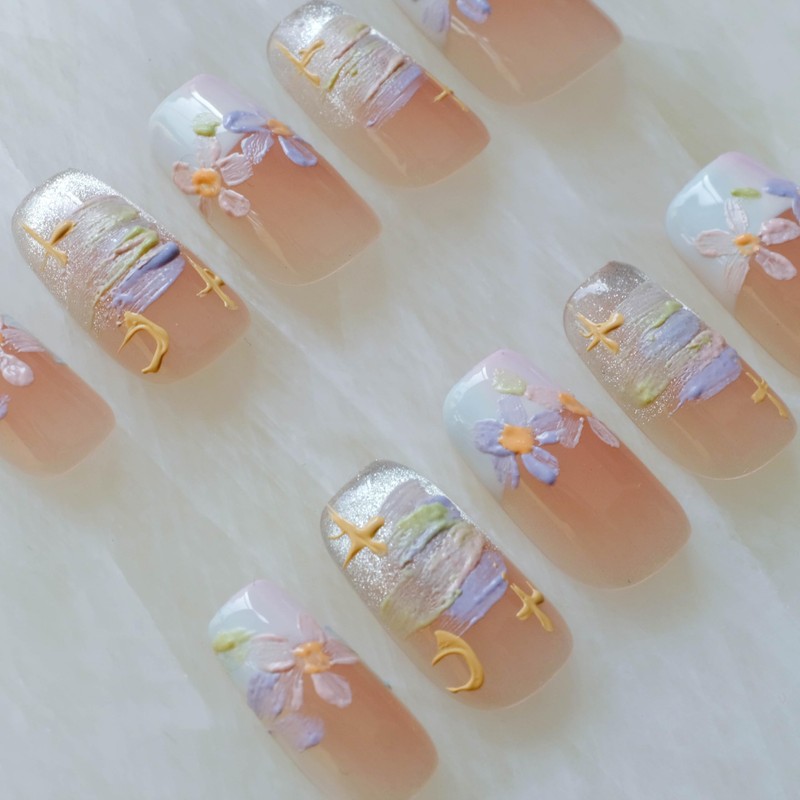[GLORS] Purly Handmade Medium Ballerina Press on Nails | Oil