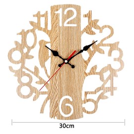 Wall Clock Wooden Simple Stylish Cute Roman Style Silent Continuous Second Hand Scandinavian Interior Design Wall Clock Retro Capital Roman Numerals Gift (Brown)