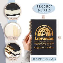 wainvniaw Librarian Spiral Notebook, Librarian Gifts for Women, Inspirational School Librarian Difference Maker Appreciation Thank You Gifts Spiral Notebooks WA27