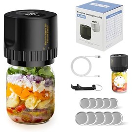 Mason Jar Vacuum Sealer Upgrade Auto Stop Electric Kit 80kPa Mason Jar Vacuum Sealer with Wide and Regular Mouth Lids