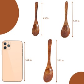 5pcs Small Wooden Spoons, Wood Soup Spoons Set, Eco Friendly Table Spoon, Serving Spoons Wooden Teaspoon Durable Kitchen Serving Spoon Scooper,For Cooking, Condiments, Honey，Eating Mixing Stirring