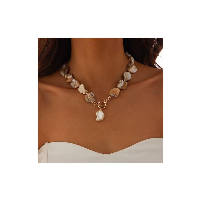 HUGE SWAN Irregular Seashell Choker Necklaces, Chunky Shell Necklace Pendant