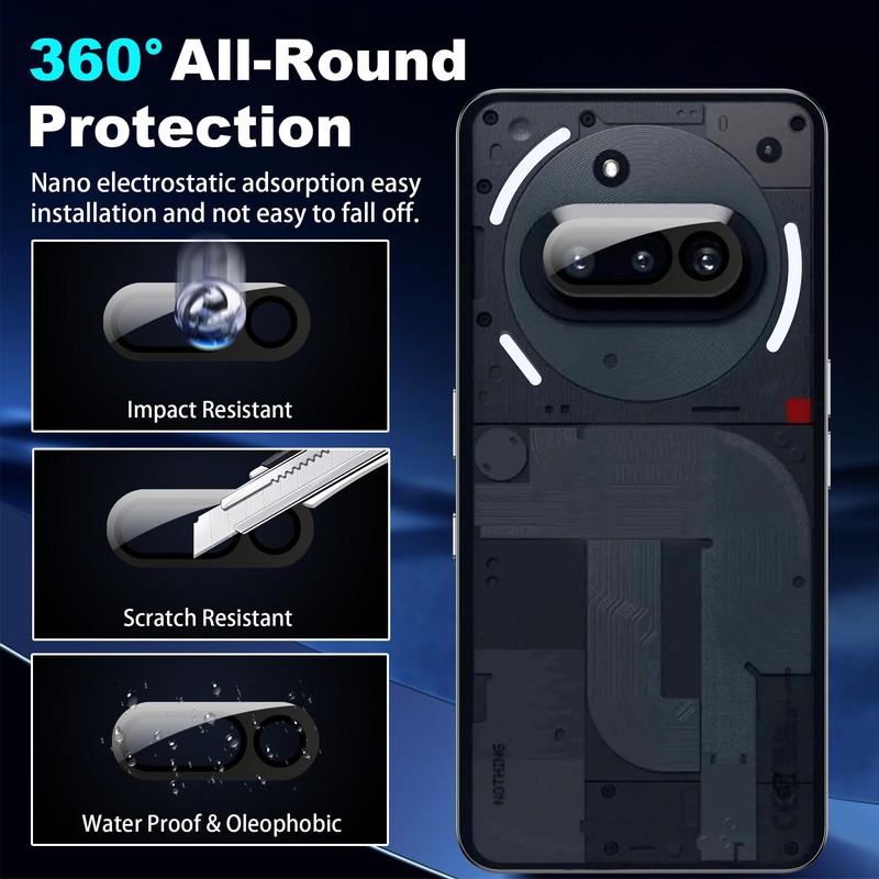 Heioloo 2 Pieces Camera Protective Film for Nothing Phone 3a