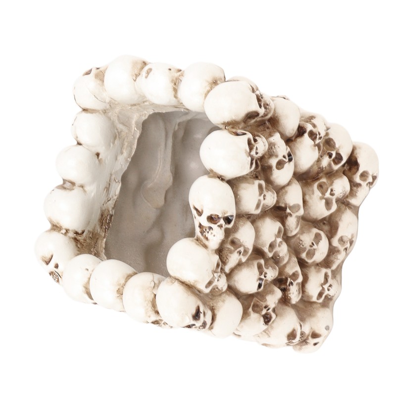 Skull Pen Holder White Resin Makeup Brush Holder Organiser Decoration