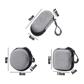 3 Portable Hard Shell Headphone Cases in Grey Over the Ear, Perfect for Storing Earbuds, Cables, Keys, Memory Cards and Small Items, Headphone Storage Box