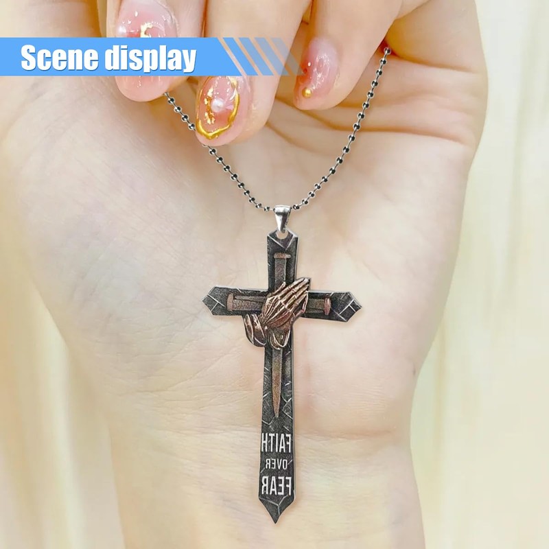 Cross Car Pendant, 2D Flat Acrylic Car Rear View Mirror