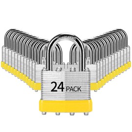 HZSY Padlocks Keyed Alike, Pack of 24, Laminated Steel Keyed Lock (1-9/16", 40mm), Padlocks with Same Key, Normal Shackle, for Toolbox, Locker & StorageUnit or More